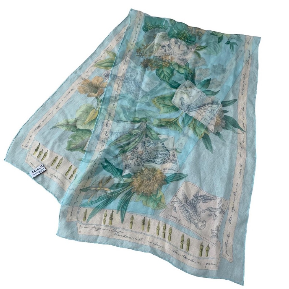 Salvatore Ferragamo Scarf Animal
Pattern Silk Blue